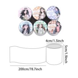 Adesivo decorativo para meninas, fita de personagem fofa, série Life Daily, Cartoon Girl Ins, manual DIY, Kpop, 6 estilos, 200cm/rolo - Image 6