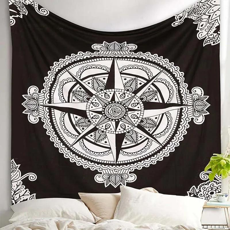 150cm mandala impressão tapeçaria parede pendurado tapete lance yoga praia tapete cobertor grande almofada de dormir arte da parede tapeçaria decorações - Image 1