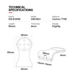Ogevkin extensão de haste de bicicleta, suporte de montagem de computador de carbono para gps/computador de ciclismo/câmera/luz, acessórios de bicicleta 3k preto - Image 6