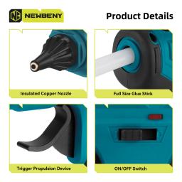 NEWBENY-Pistola de Cola Hot Melt sem fio, 280 °C, portátil, recarregável, 10 unid, 11mm Bastões de cola, DIY Repair Tool for Makita 18V Battery - Image 5