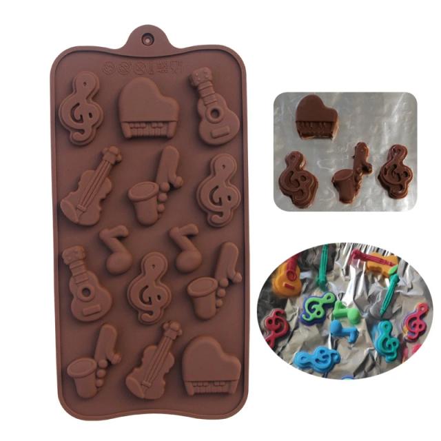 Molde de Silicone para Chocolates e Doces em Formato de Instrumento Musical