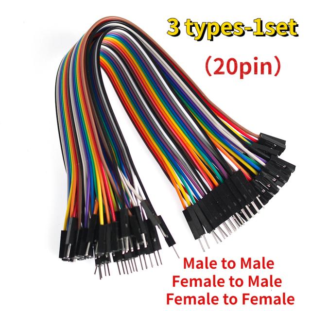 20pin jumper fio dupont linha 20cm macho para macho + fêmea para macho + fêmea para fêmea cabo dupont, para arduino diy kit eletrônico