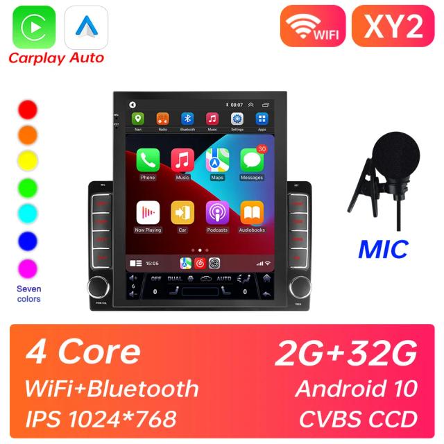 Ecrã de 9,7 Polegadas para Carro Android - Rádio Multimídia Universal 2 Din para Toyota, LADA, NISSAN, VW, Fiat, Jeep e Honda