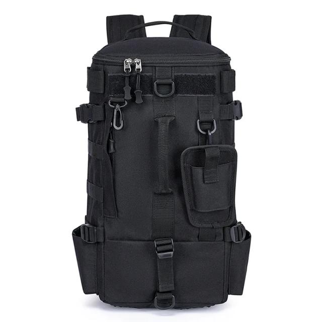 Mochila tática de pesca, bolsa de equipamento com suporte de haste, armazenamento de equipamento de peixe, molle, acampamento, caminhadas ao ar livre, bolsa multifuncional