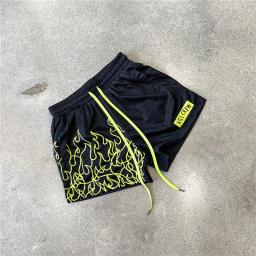 Calça de praia com estampa solta masculina, calção de camada única, malha, secagem rápida, fitness, verão, lazer, férias, europeu, americano - Image 2