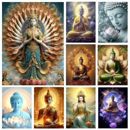 Pintura Diamante Arte de Mil Armados Avalokitesvara Buda, DIY Mosaico Completo, Bordado Kits de Ponto Cruz, Nova Chegada, 2022 - Image 1