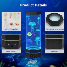 Lâmpada de lava medusa com controle remoto, plug-in USB, Bubble Fish, luz noturna, mudando, 15 Polegada, 17 cores - Image 4