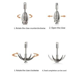 Aço inoxidável Survival Folding Grappling Hook Multifuncional Outdoor Escalada Claw Carabiner Travel Rescue Tool Ferramenta de escalada - Image 2