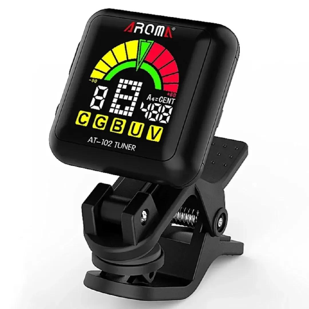 AROMA AT-102 Recarregável Clip-on Guitar Tuner, Tela Colorida com Bateria Embutida, Cabo USB para Guitarra Cromática, Baixo, Ukulele - Image 1