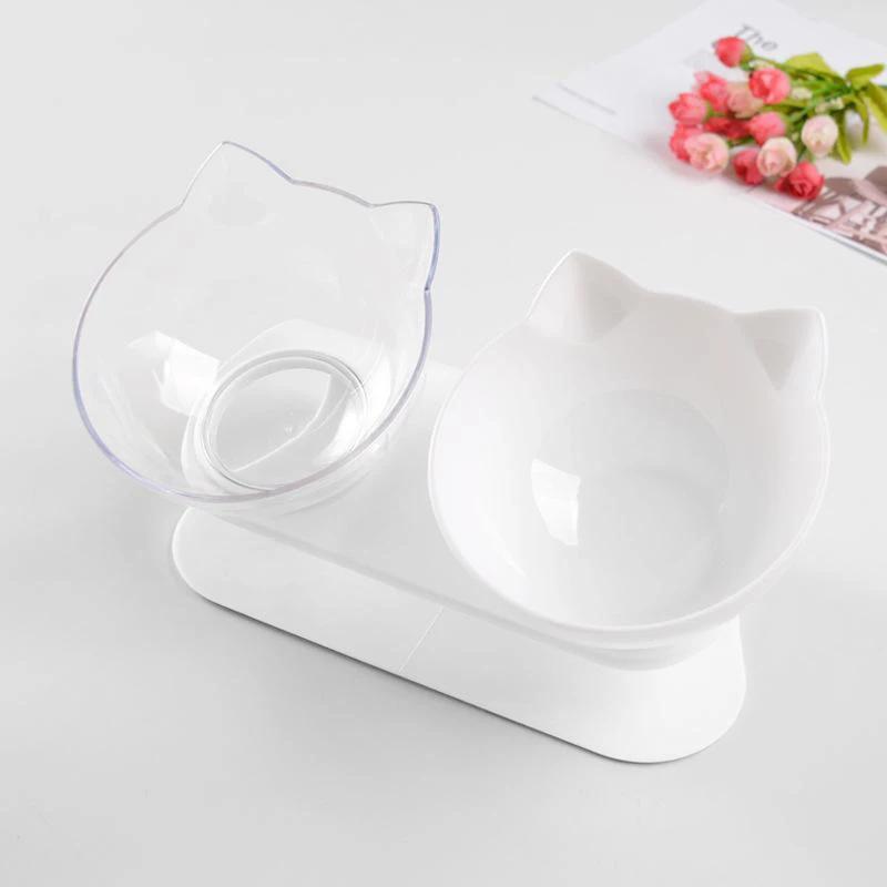 Tigela de gato dupla elevada com suporte inclinado, alimentador de água antiderrapante, suprimentos para beber para cães pequenos e gatos, gatinho de estimação - Image 1