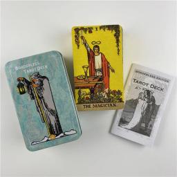 Caixa de metal dourada edition sem fronteiras, baralho de cartas de tarô com guia de papel, visão em inglês, jogos de tabuleiro clássicos - Image 3