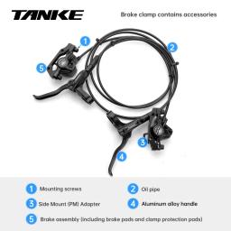Tanke mt200 bicicleta freio a disco hidráulico mtb freio bl br 800/1600mm freio de bicicleta 2 pistão 3 dedo alavanca aço peças atualização - Image 6