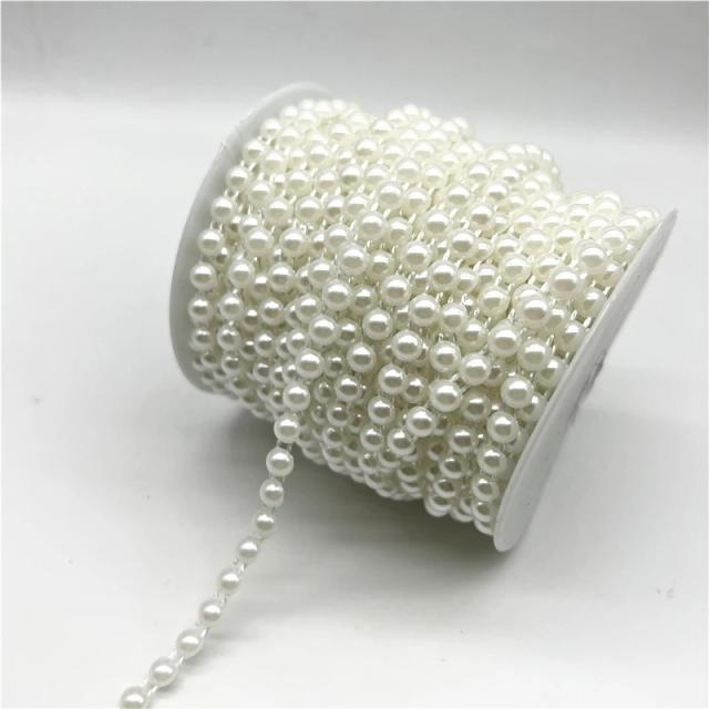 Meia Pérola Acrílica de 6mm em Cadeia de 2 Jardas para Decoração de Casamento e Acessórios de Joalheria DIY