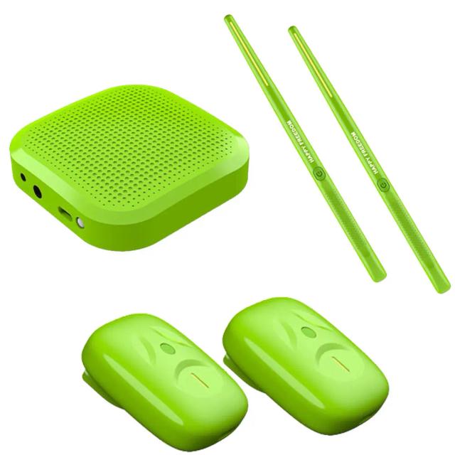 Conjunto de Bateria Eletrônica Virtual com Baquetas Portáteis e Pedais - Presente Ideal para Adultos e Crianças