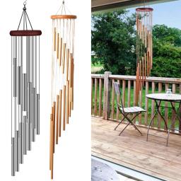 Carrilhão de vento musical, 12 tubos, sinos, decoração, ouro/prata, para sala de estar, quarto, jantar, cafeteria, decoração de jardim, pátio - Image 5