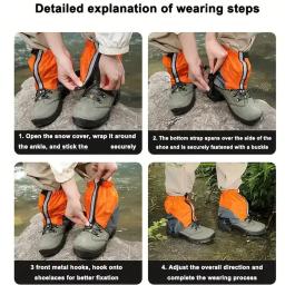 Polainas legging ao ar livre cobre com tiras reflexivas à prova dwaterproof água legging turista neve pé capa para caminhadas montanhismo - Image 6
