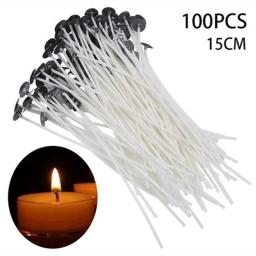 Pavios de algodão com baixo fumo para fabricação de velas, Pavio pré-encerado, DIY, 8 cm, 10 cm, 12 cm, 16 cm, 20cm, 100Pcs, Conjunto - Image 3