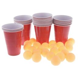 Jogo de cerveja Pong, 24 Copos Vermelhos, Bolas de Pong Amarelo para Natal, Feriado ou Festa Universitária - Image 3