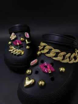 16 peças acessórios de sapatos com buraco destacável: lábios e batom de strass de metal, decorações de sapatos de flores ABS, adequados para sandálias A - Image 3