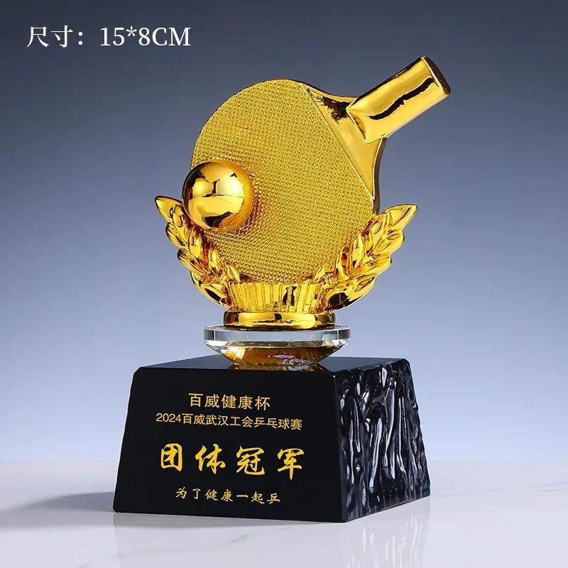 Troféu personalizado do tênis de mesa para homens e mulheres, lembrança medalha de ouro, singles e campeões duplos campeonato, equipe - Image 1