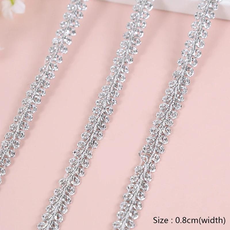 5m laço guarnição fita ouro prata centipede trançado laço curva tecido de renda diy artesanato costura acessórios decoração do casamento 8/10mm - Image 1
