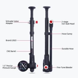 ThinkRider-Bomba de ar portátil bicicleta com calibre, 300PSI de alta pressão, garfo e suspensão traseira, amortecedor, Mountain Bike, Novo - Image 3