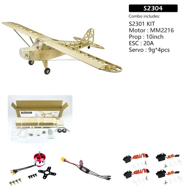 Piper J3 Cub 1200mm Envergadura Modelo de Avião em Madeira RC