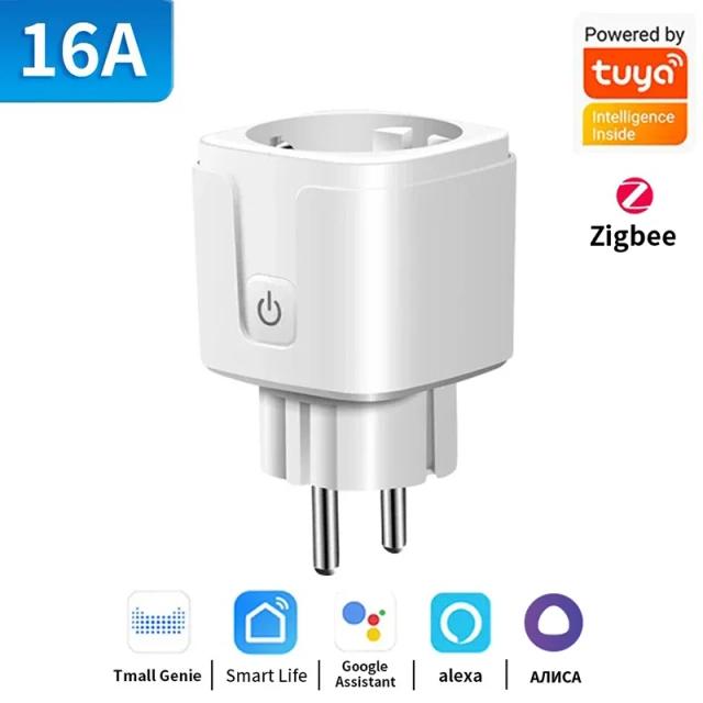 Plugue Inteligente Tuya WiFi com Monitoramento de Energia, Controle por Voz e Compatibilidade com Google Home e Alexa, 16A, 20A