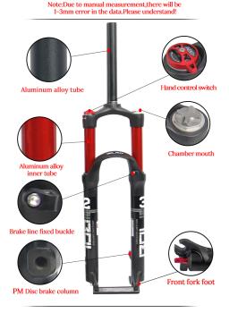 BOLANY-MTB Suspensão Rebound Ajuste Duplo Air Fork, Peças De Bicicleta, Liga De Magnésio, Liberação Rápida, 26 ", 27,5", 29" - Image 6