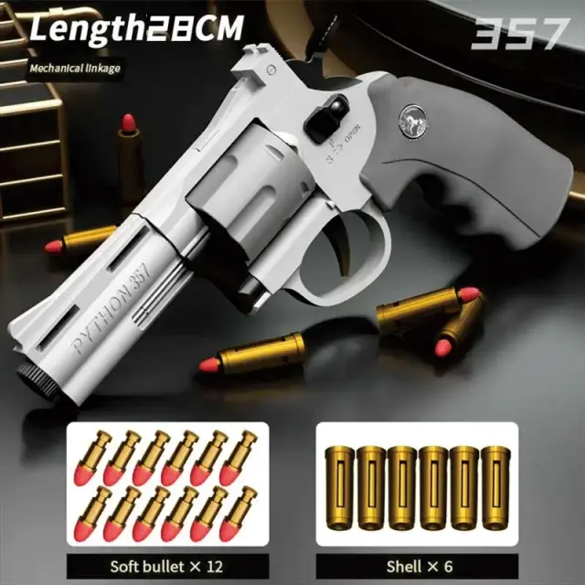 Brinquedo Revolver de Tiro Contínuo Soft Bullet - Arma CS para Crianças e Adultos ZP5 357