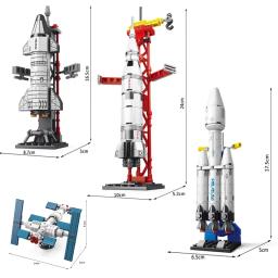 MOC-Mini Aviação Triturado Foguete Modelo Blocos de Construção, Espaço, Estação Aeroespacial, Tijolos, Cidade Construção Brinquedos para Crianças - Image 5