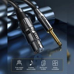 XLR macho para macho cabo para gravação profissional, equilibrada extensão linha, XLR Mixer, alto-falante, amplificador, microfone ao vivo, 6,5 milímetros - Image 2