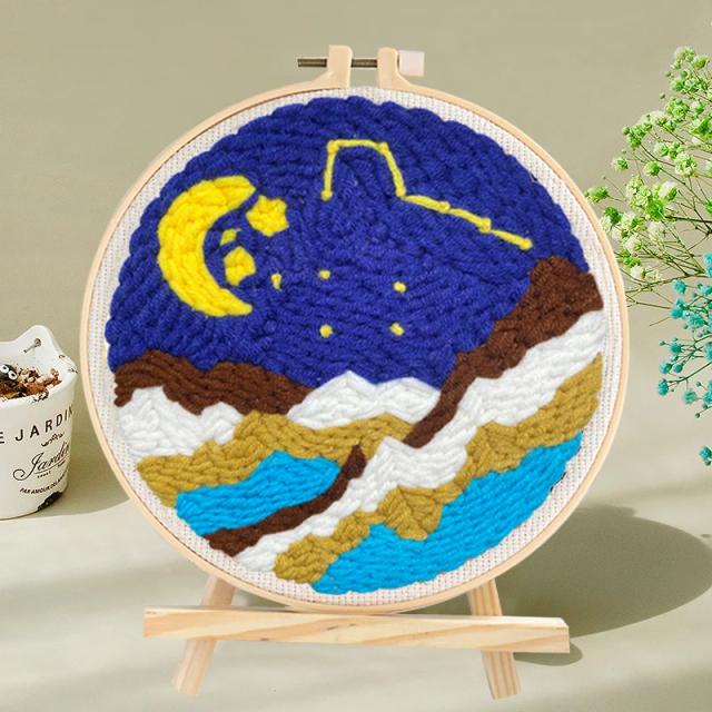 Kits de Iniciação em Bordado com Punch Needle RUOPOTY para Crianças: Artesanato Criativo em Ponto de Lã
