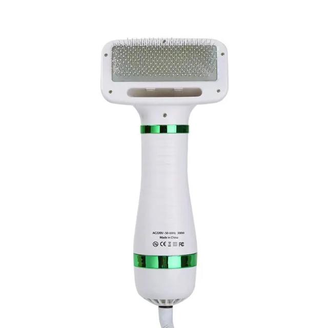Secador de Cabelo Pet 2 em 1 com Escova Slicker – Secagem Profissional e Portátil para Cães e Gatos