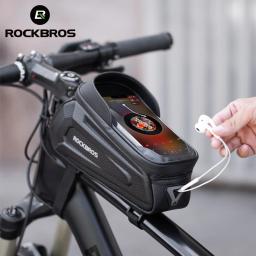 Bolsa de bicicleta ROCKBROS à prova d'água com tela sensível ao toque bolsa de ciclismo com estrutura de tubo frontal superior MTB bolsa de bicicleta de estrada 6.5 capa de telefone acessórios de bicicleta - Image 1