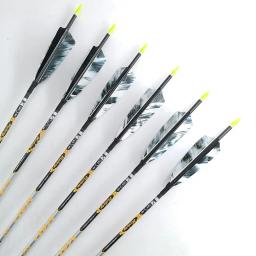 6/12 pçs tiro com arco de carbono puro, eixos de flecha spine350 400 450 500 600 700 750 800 900 id 4.2mm arco recurvo longbow caça tiro - Image 2