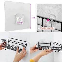 Ganchos autoadesivos transparentes, suporte de suspensão, gancho de prateleira para cozinha, banheiro, rack de armazenamento de parede, adesivos de fixação, 10 peças - Image 4