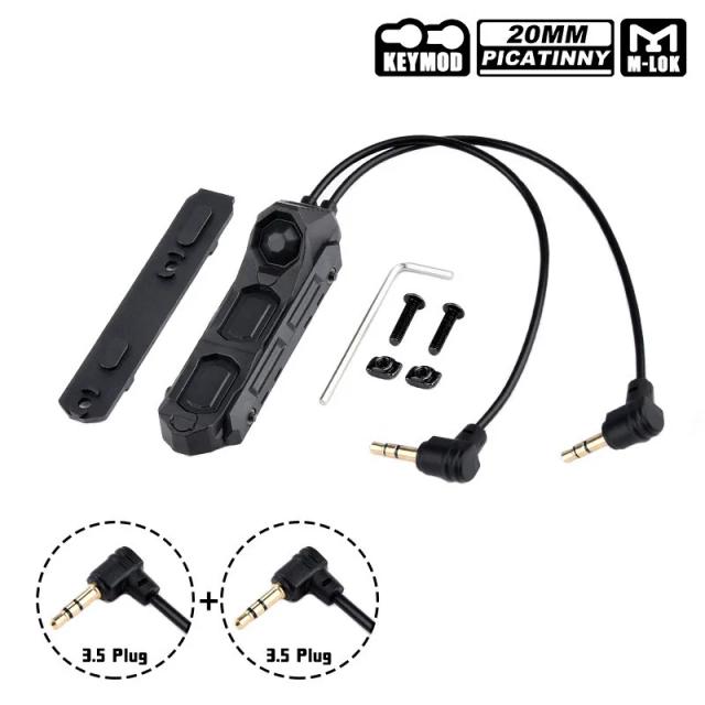 Interruptor de Pressão Dupla Função para Airsoft: Botão Remoto Cauda Compatível com PEQ-15, DBAL-A2, M300, M600 e Lanternas M-LOK