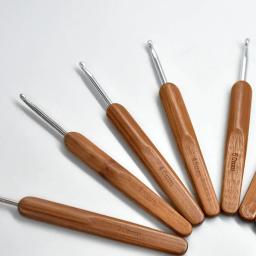Agulhas de tricô de crochê de bambu ganchos fio tecer alça gancho ferramentas diy acessórios de costura rendas tecer agulha de artesanato 0.5mm-6.0mm - Image 5