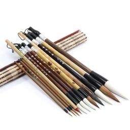 Pincéis de caligrafia chinesa com suporte da escova de bambu Roll-up, pintura Sumi, escrita arte kanji, escova aquarela, 6pcs, 9 pcs, 12 pcs, 16pcs - Image 6