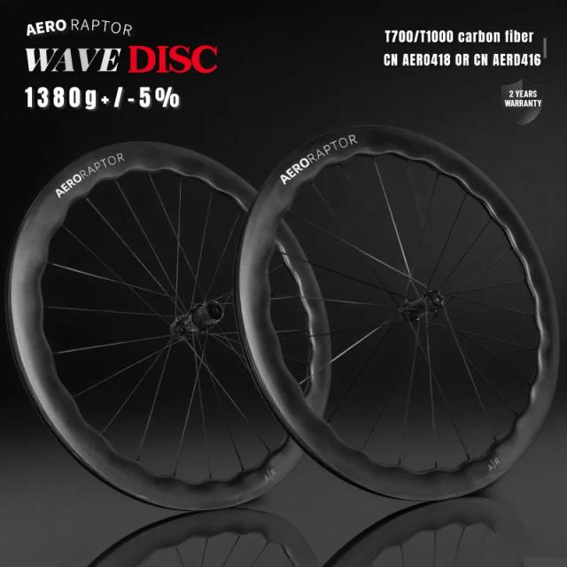 AERORAPTOR Rodado de Carbono 700c Aeroraptor 50 Wave Sem Câmara de Ar 36T Catraca Hub Aro da Onda Bicicleta Aero418 Falou Centro-Bloqueio Rodas de Freio a Disco