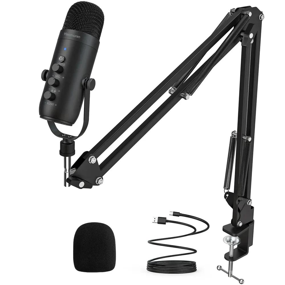 Professional USB Streaming Podcast PC Microfone Estúdio Cardioid Condensador Mic Kit com Boom Arm Para Gravação Twitch YouTube - Image 1