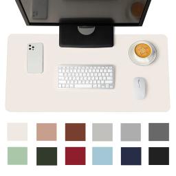 Tapete de mouse branco portátil, grande, para jogos, à prova d'água, antiderrapante, camurça pu, tapete de mesa, teclado de computador - Image 1