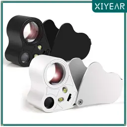 Joalheiros iluminados Lupa, Lupa de Jóias Dobrável com Luz LED Brilhante, Gems Jóias Moedas e Selos, 30X, 60X - Image 1