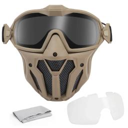 Máscara airsoft óculos destacáveis com ventilador anti-nevoeiro tático paintball máscara protetora facial completa tiro cs máscaras - Image 4