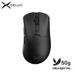 Delux m900pro versão ultraleve mouse para jogos sem fio ergonômico 1k/8k taxa de pesquisa 50g paw3395 para mão direita grande pc gamer - Image 1