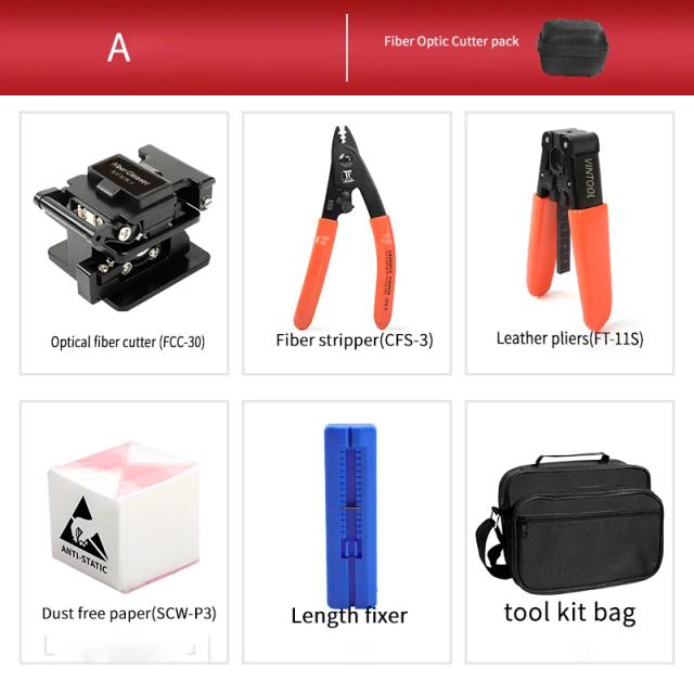 Kit Completo de Ferramentas para Fibra Óptica: Caneta Laser VFL, Power Meter, OPM, Fibra Cleaver e Acessórios FTTH