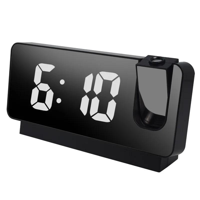 Relógio de mesa LED digital com projeção do braço 180 °, projetor USB, modo noturno, temperatura e umidade, soneca, 12 h, 24h - Image 1