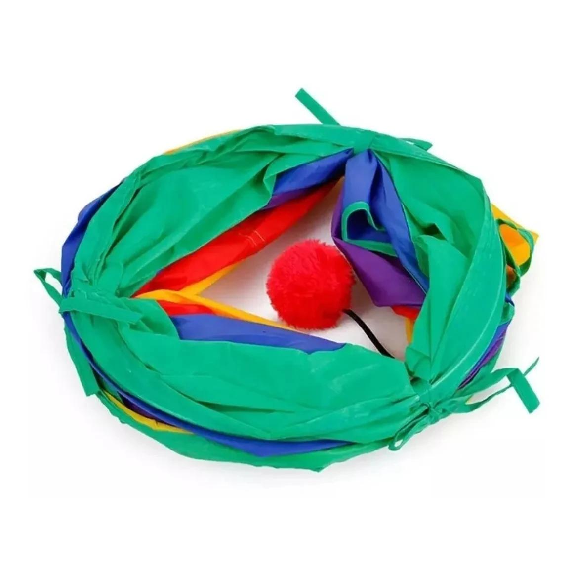 Brinquedo de túnel dobrável para gatos e animais de estimação Tubos de sino com impressão colorida de 2 furos Brinquedos para gatinhos Tubos de canal para cachorros e coelhos - Image 1