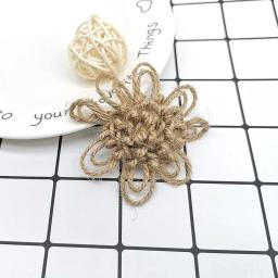 Flores de serapilheira de juta, 5 peças, fio de juta, flores artesanais para diy artesanato floral feito à mão, decoração de festa de casamento para casa - Image 5